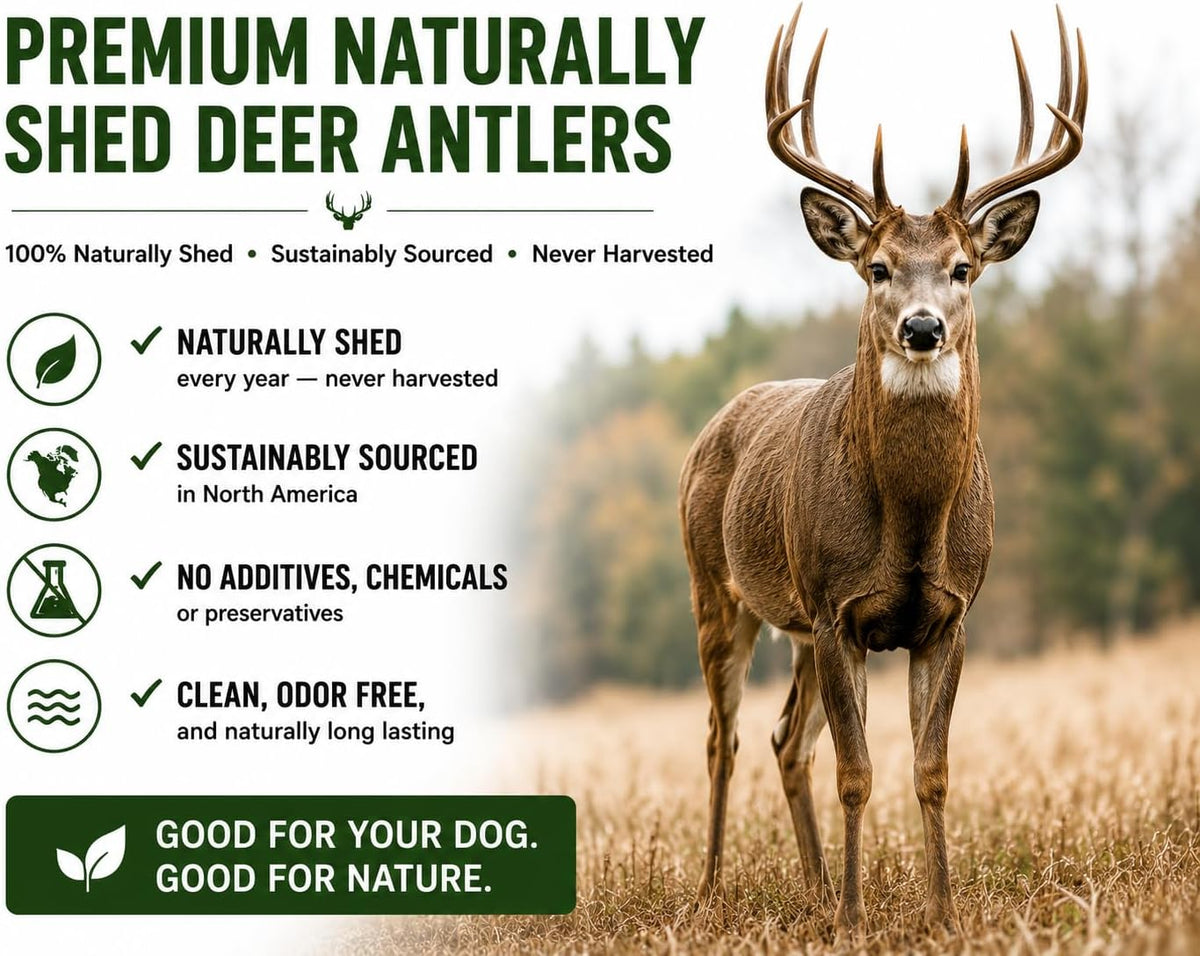 Premium Deer Antler Pieces - Dog Chews - Antlers by the Pound, One Pound - Six Inches or Longer - Medium, Large and XL - Happy Dog Guarantee!