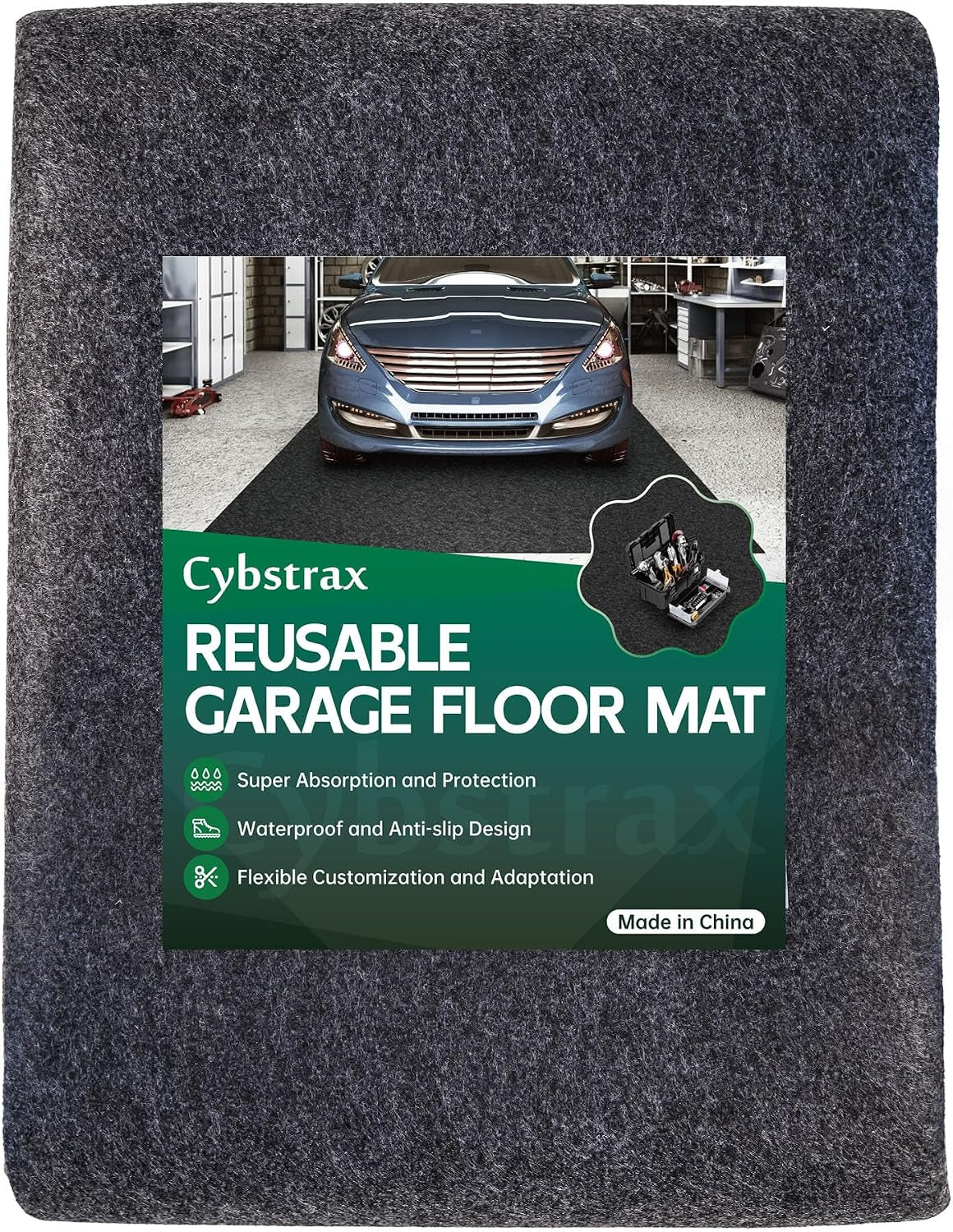 Oil Spill Mat - 72" X 60" Absorbent Oil Garage Floor Mat for under Car - Protect Driveway from Drips, Spills, Stains, Reusable & Durable Garage Floor Protection Mat with Waterproof Backing