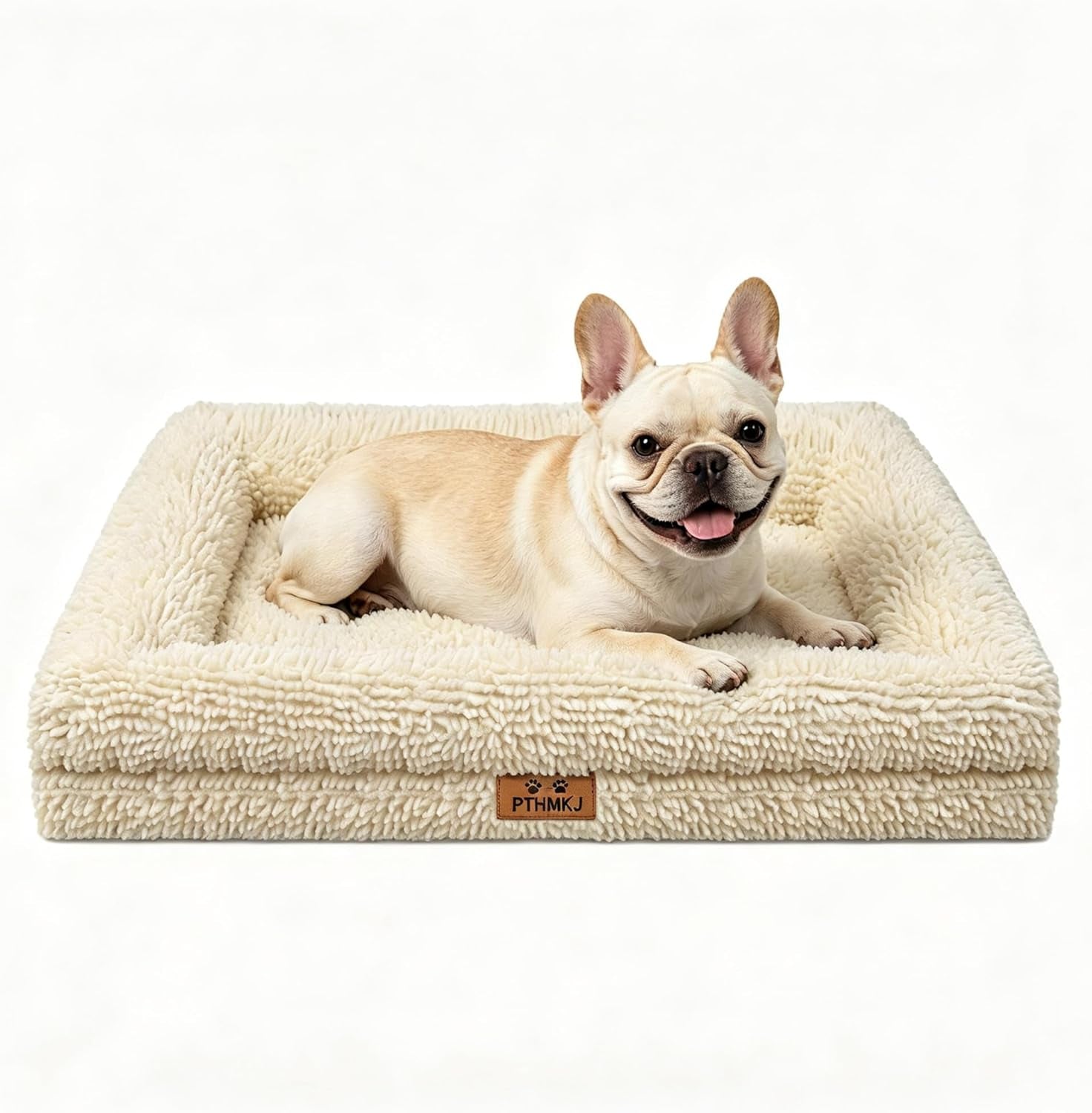 Orthopedic Dog Bed for Medium Dog Cat Noodle Cover Egg-Foam Dog Cat Bed Medium Pet Sofa with Removable Cover Washable Waterproof Pet Couch Beds (White, 30.0" L X 20.0" W X 6.3" Th)