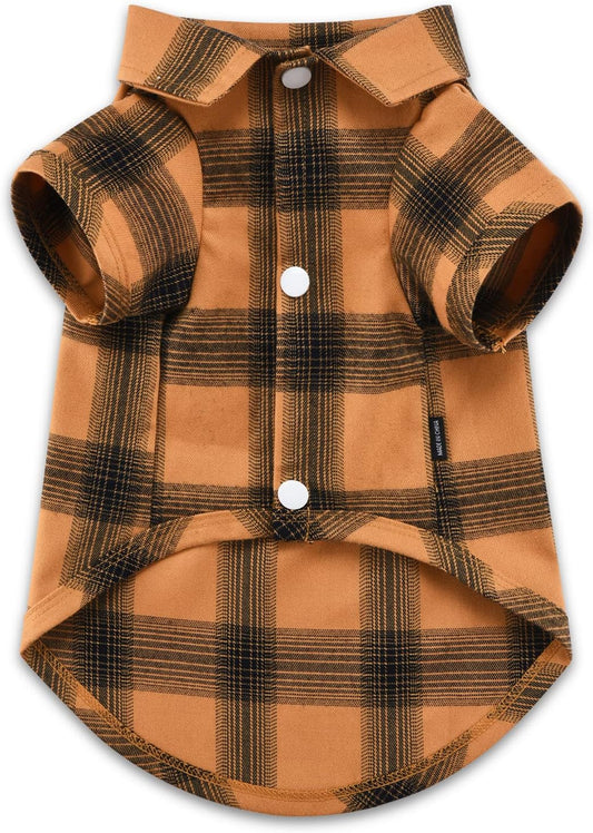 Koneseve Dog Shirt Plaid Dog Clothes for Small Dogs Boy Girl Cat Clothes Soft Puppy Outfit Adorable Pet T-Shirts Kitten Grid Costume Apparel Thanksgiving Christmas Clothing (Yellow; M/Medium)