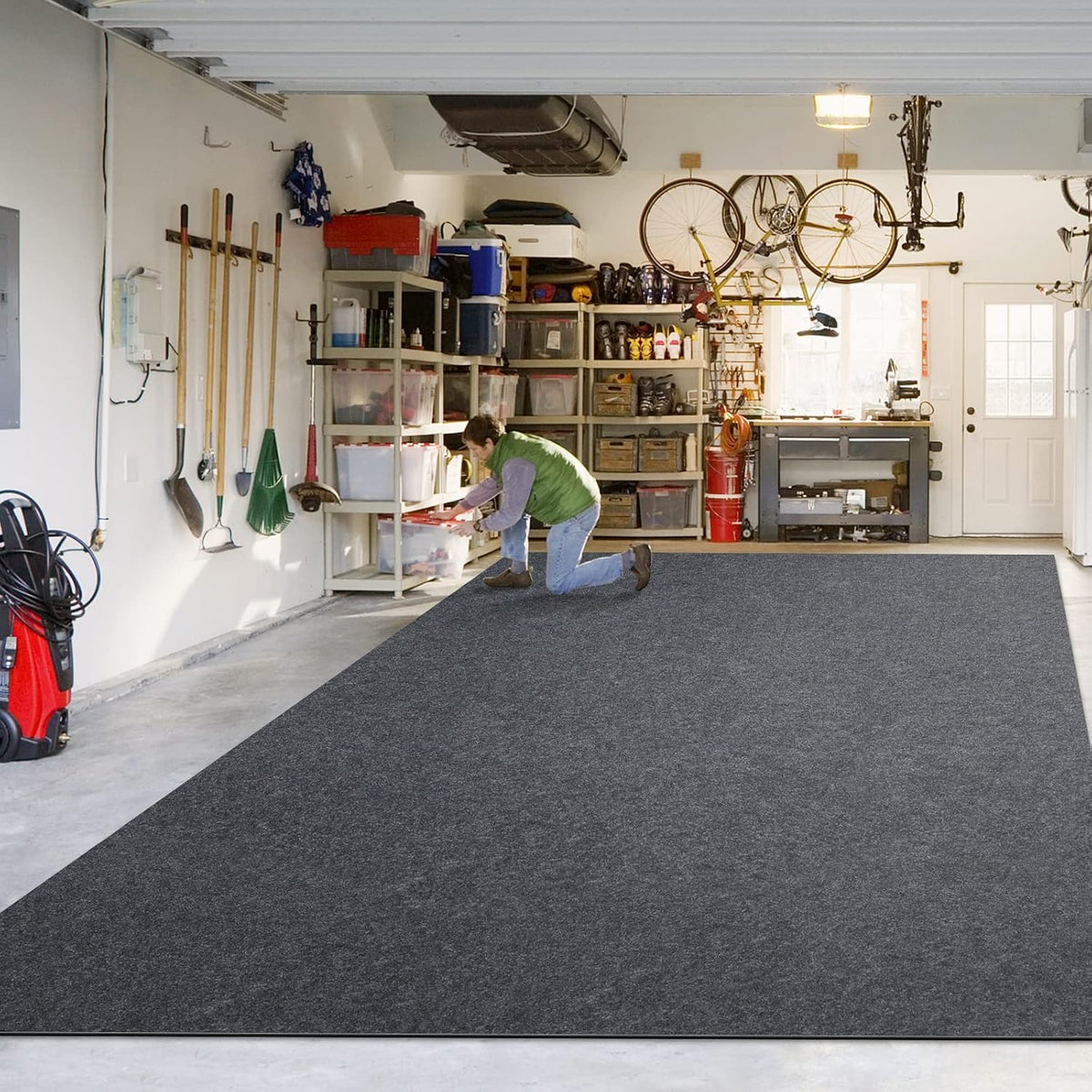 Absorbent Oil Spill Mat, 7.4 X 8.4 Ft, Waterproof Garage Floor Mat for Car