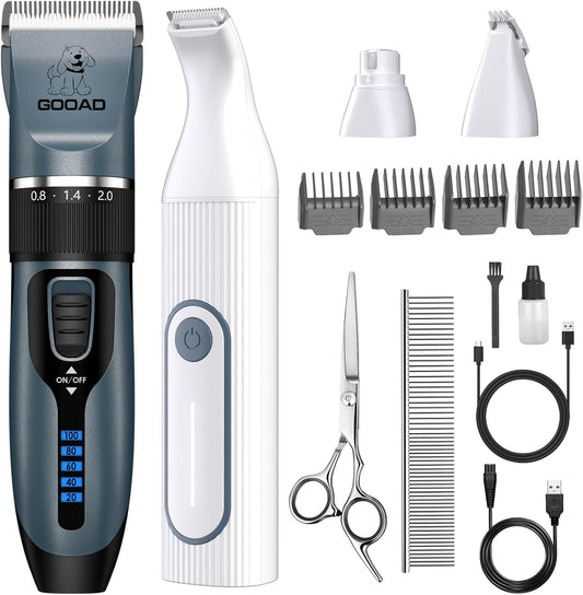 4 in 1 Dog Clippers Grooming Kit and Paw Trimmer for Thick Hair&Coats