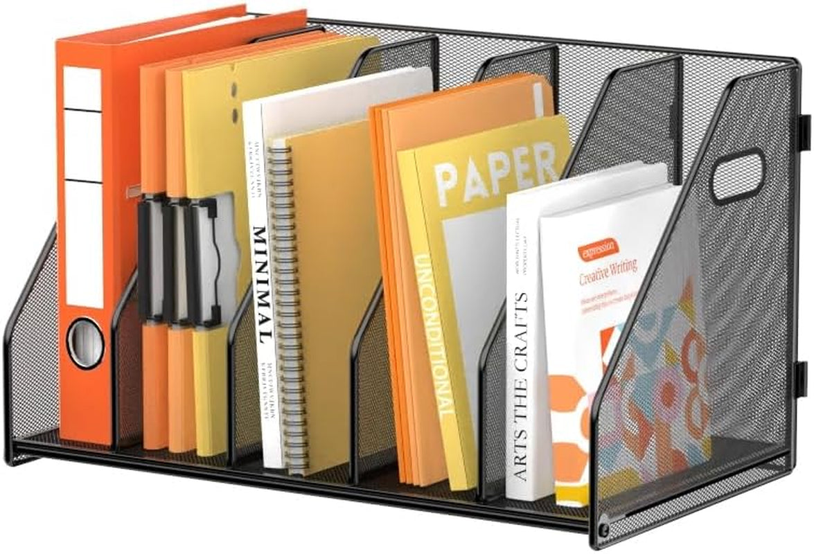 SUPEASY Binder Organizer, Magazine File Holder with 5 Vertical Rack, Black