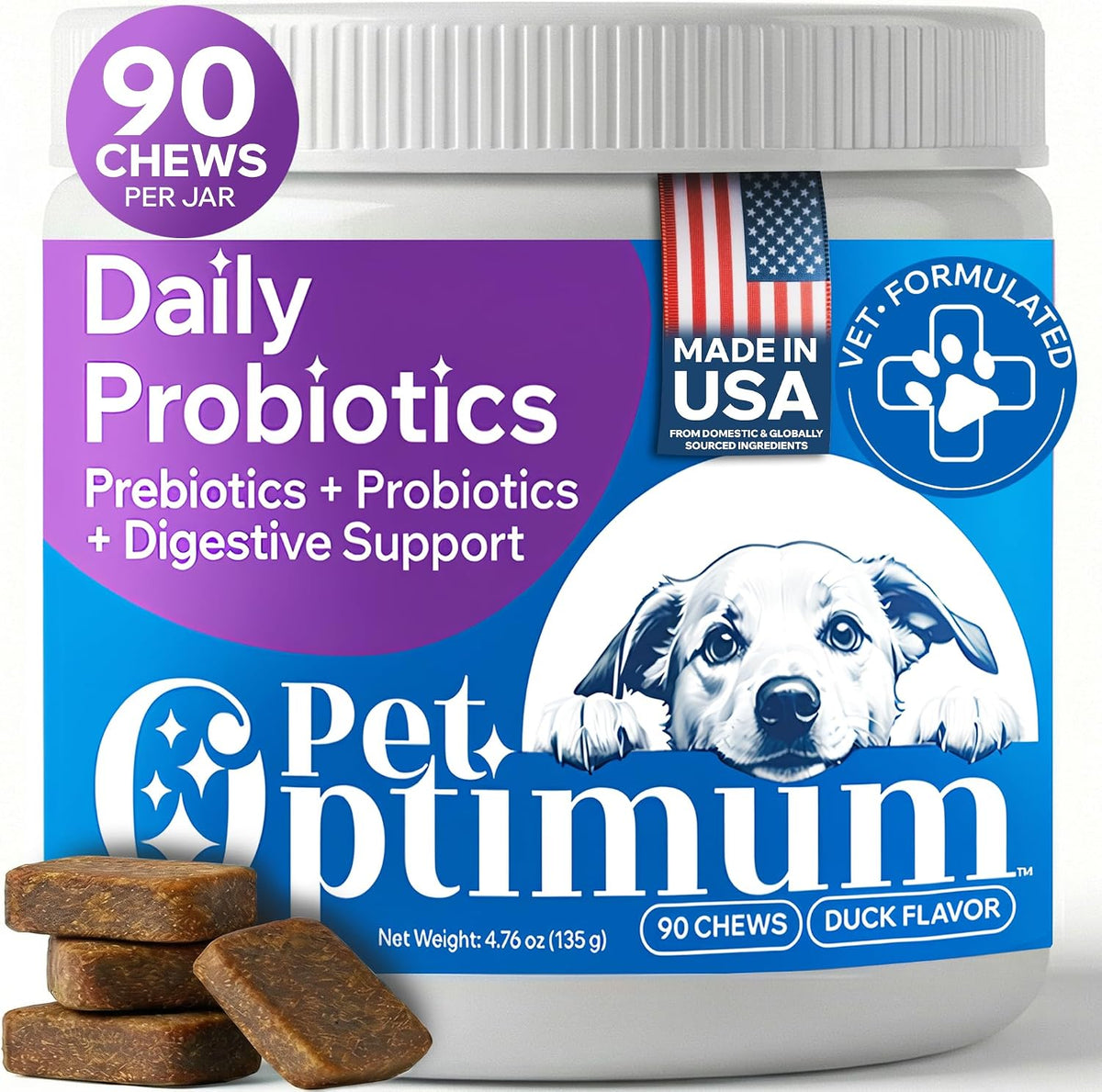 Dog Probiotics for Gut Health, Digestive Health, Sensitive Stomach, Diarrhea, Immunity, Skin/Coat - Probiotics Prebiotics for Dogs - Digestive Enzymes for Gut Flora - Constipation & Gas Relief for Dog