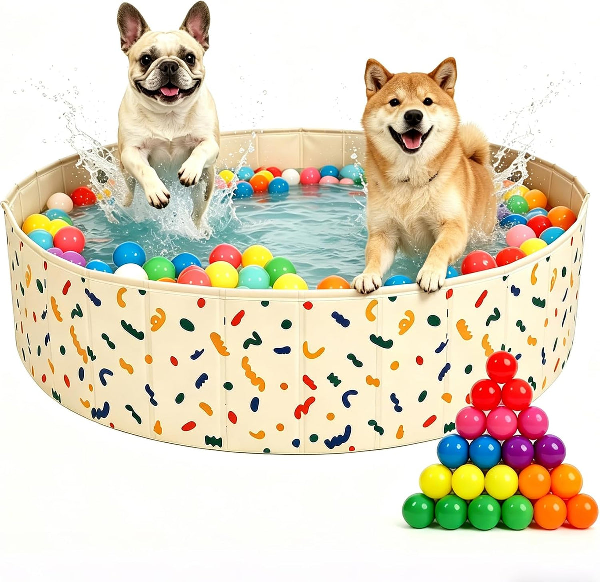 Foldable Dog Ball Pit with 85 Balls Included & Dog Pool 2-In-1