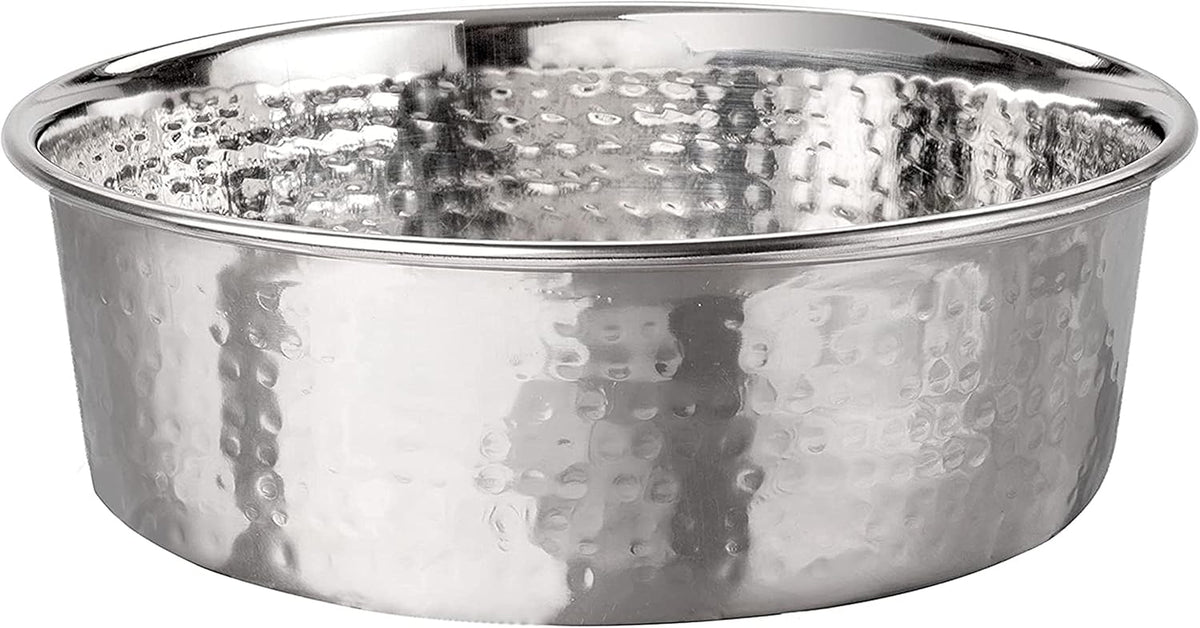 Neater Pet Brands Hammered Decorative Designer Bowls - Luxury Style Premium Dog and Cat Dishes (Large, Stainless)