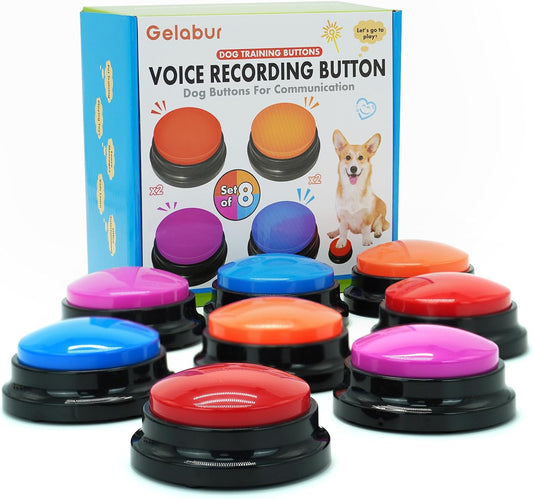 Gelabur Set of 8 Dog Buttons for Communication, Voice Recordable Buttons for Classroom, Dog Training Talking Buttons Starter Set, Pet Easy Speaking Buttons Tools