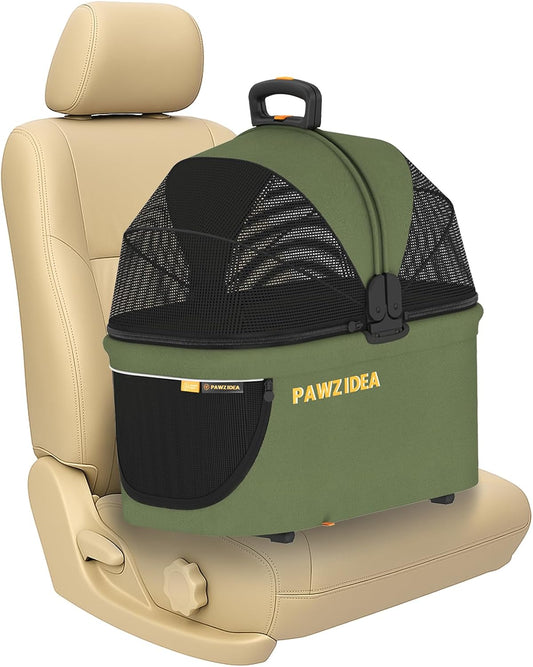Portable Small Dog Crate for Car Travel up to 33Lbs, No-Zip Canopy