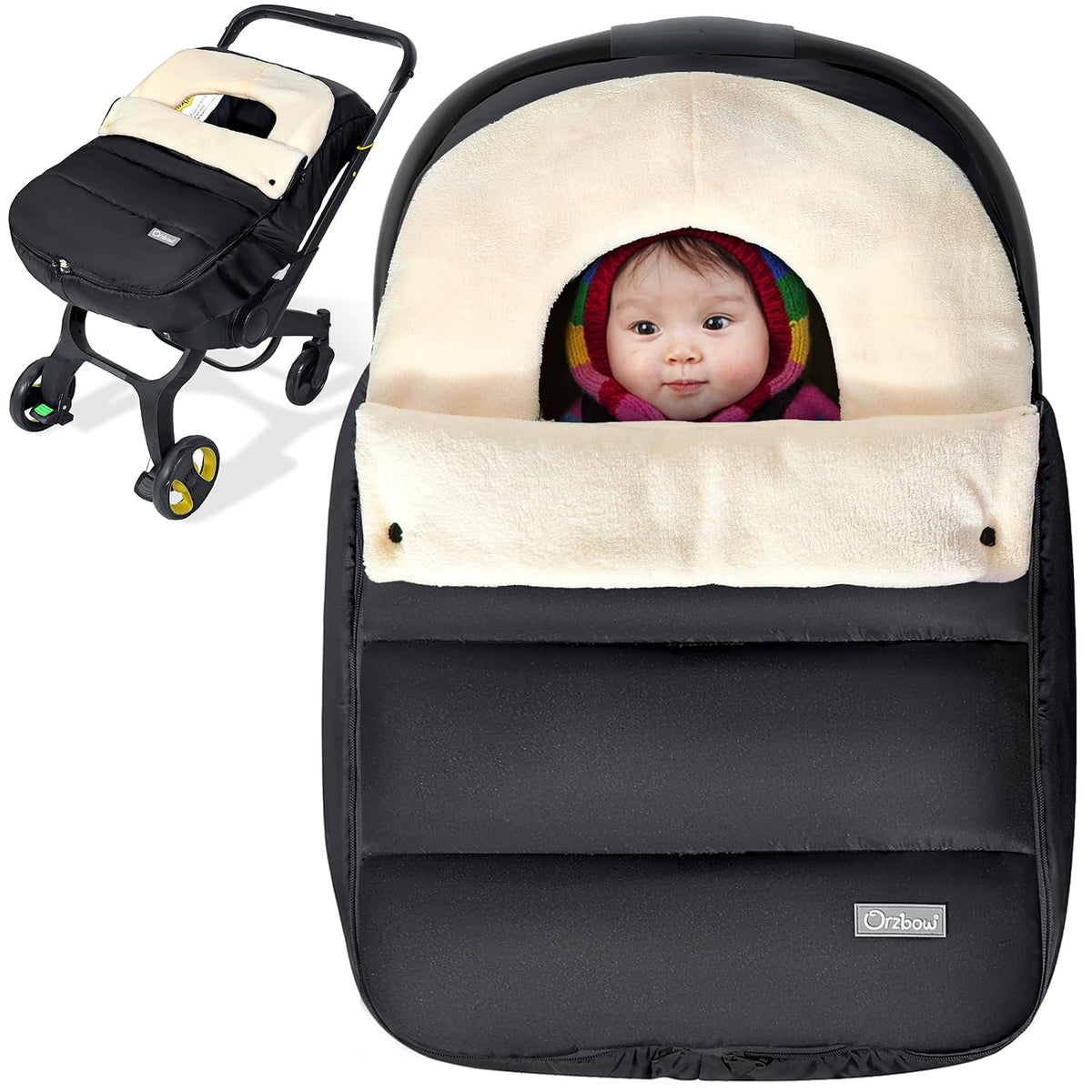 Orzbow Baby Winter Car Seat Cover, Coral Fleece, Universal Fit, Black