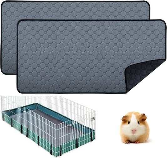 2 Pcs Guinea Pig Cage Liners - Washable Guinea Pig Pee Pads, Waterproof Reusable & anti Slip Guinea Pig Bedding Fast and Super Absorbent Pee Pad for Small Animals Rabbit Hamster Rat