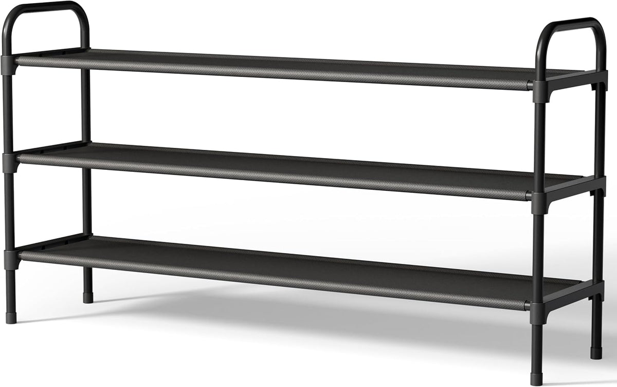Kitsure Extra-Long Shoe Rack for Closet, 39.0" Wide - 3 Tier, Black