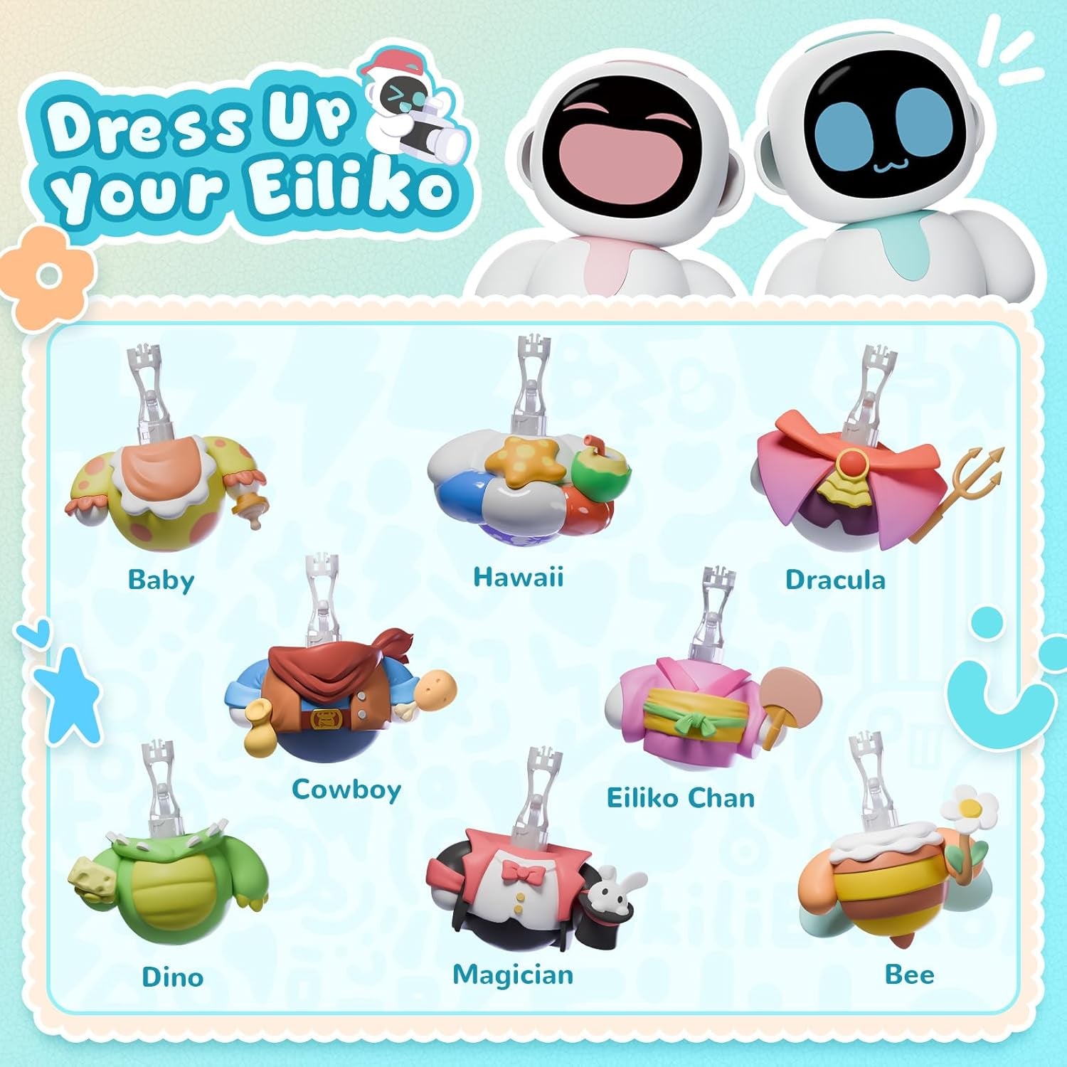 ENERGIZE LAB Eiliko Aquamarine - Your Tiny AI Charm Robot That Matches Every Daily Outfit, Fun Electronic Pendant Toys, for Couples and Best Friends.