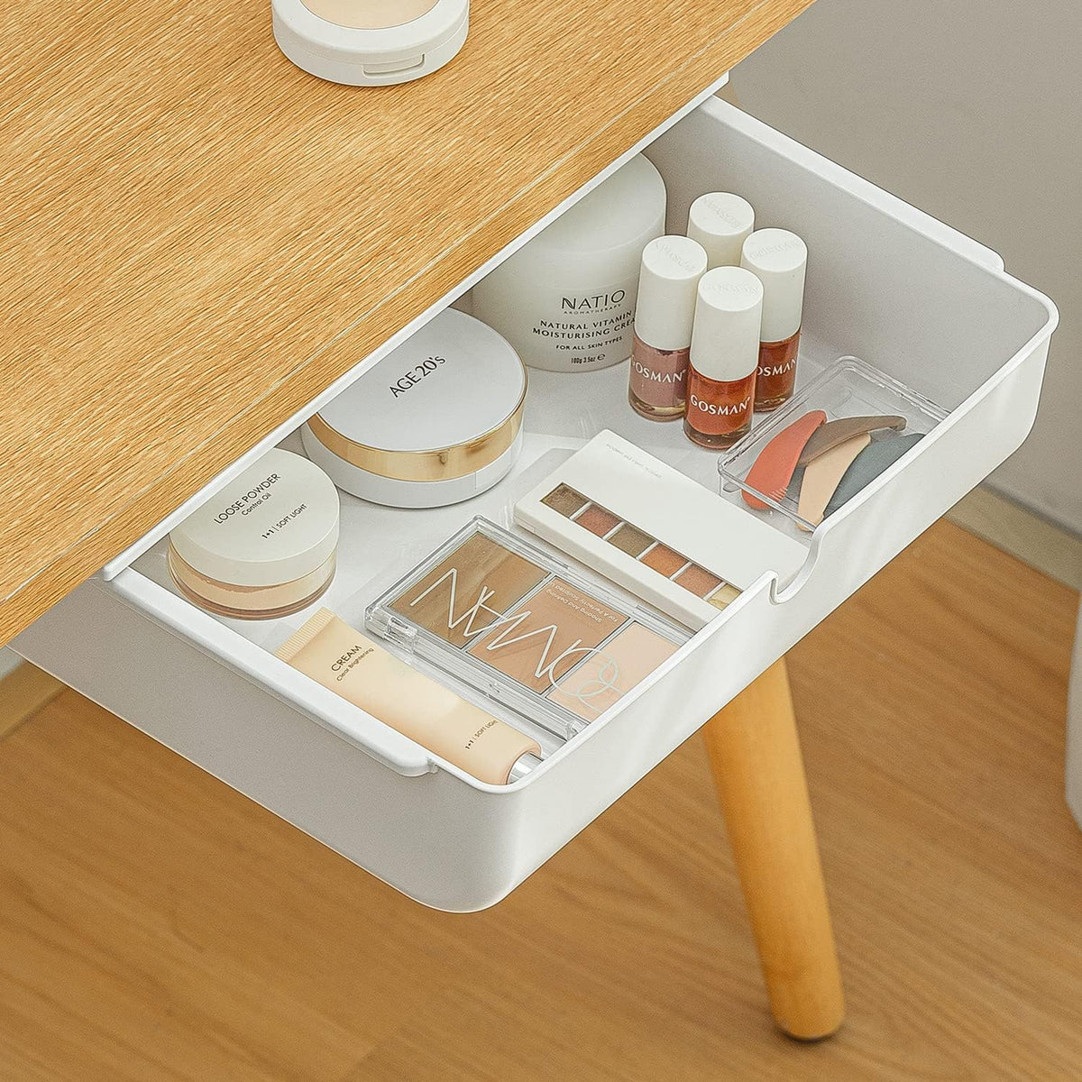 FRETONBA under Desk Drawer for Stationery, Adhesive Slide Out, Large
