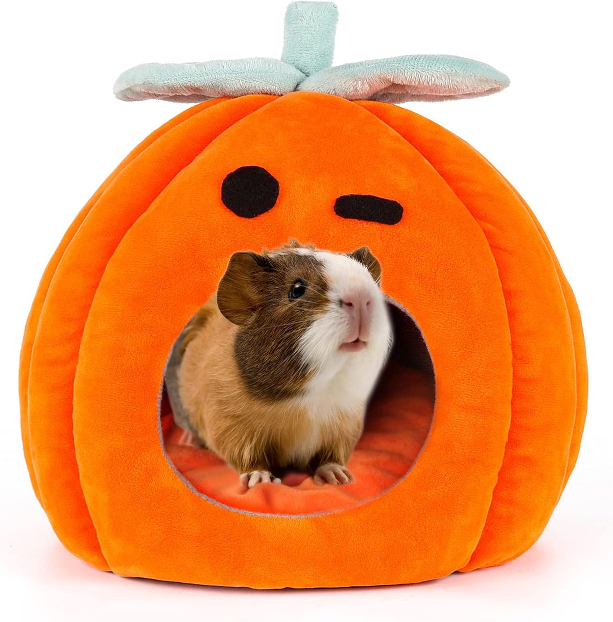 YUEPET Guinea Pig Bed, Warm Fleece Pumpkin Hideout
