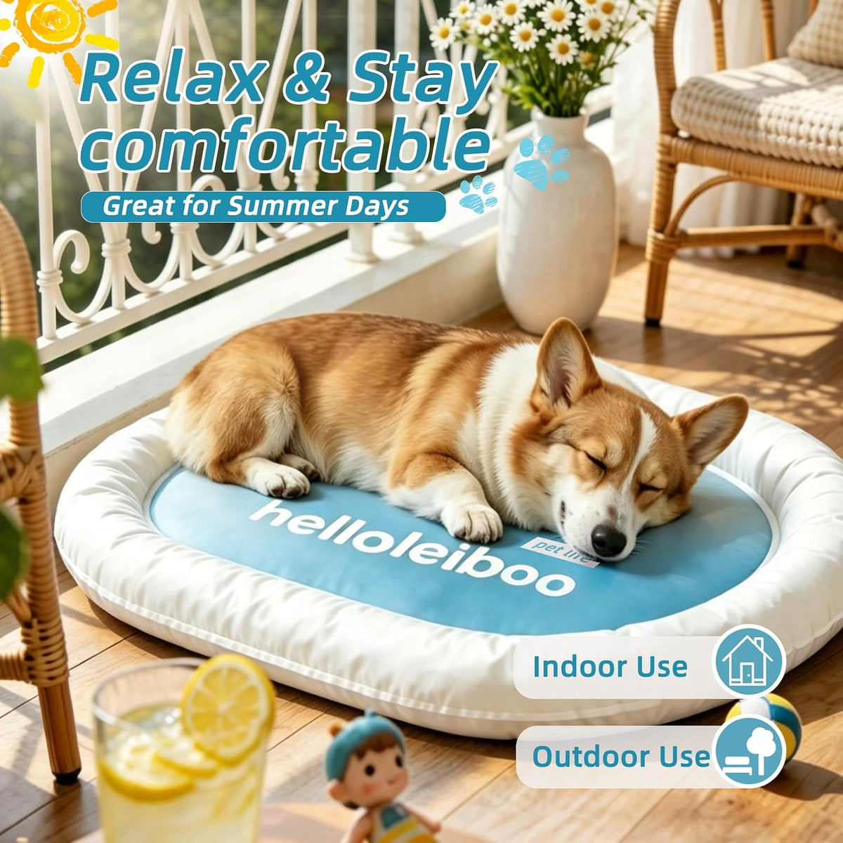 Cooling Mat for Dogs No Freeze Needed Dog Cooling Mat 37.8×26.4In Double-Strength Polymer Gel + PVC Waterproof Fabric Self Cooling Pad for Large Dogs Perfect for Crates, Floor, Beds & Sofas