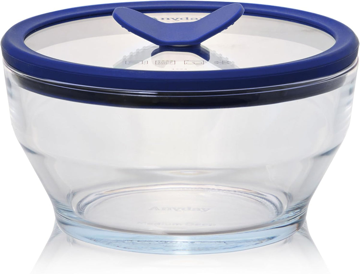 Anyday 4-Cup Glass Food Storage with Lid (Clear Blueberry)