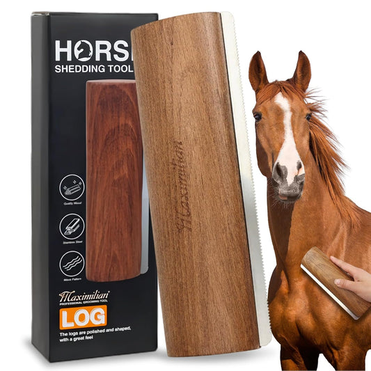 MAXIMILIAN Professional Large Wooden Horse Deshedding Brush 7.87In/20Cm