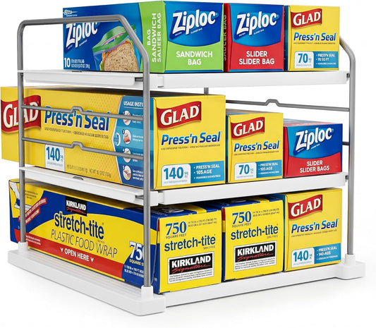 EVERIE 3-Tier Cabinet Organizer, Expandable Shelf for Foil & Wrap Boxes