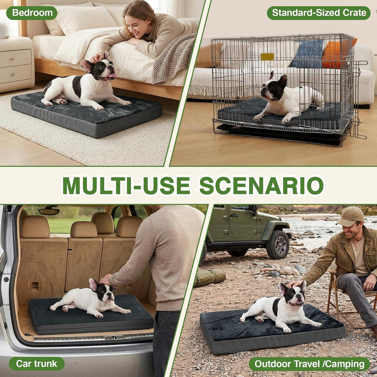 Waterproof Small Dog Bed Crate Pad 24", Washable Orthopedic Puppy Cat Mat