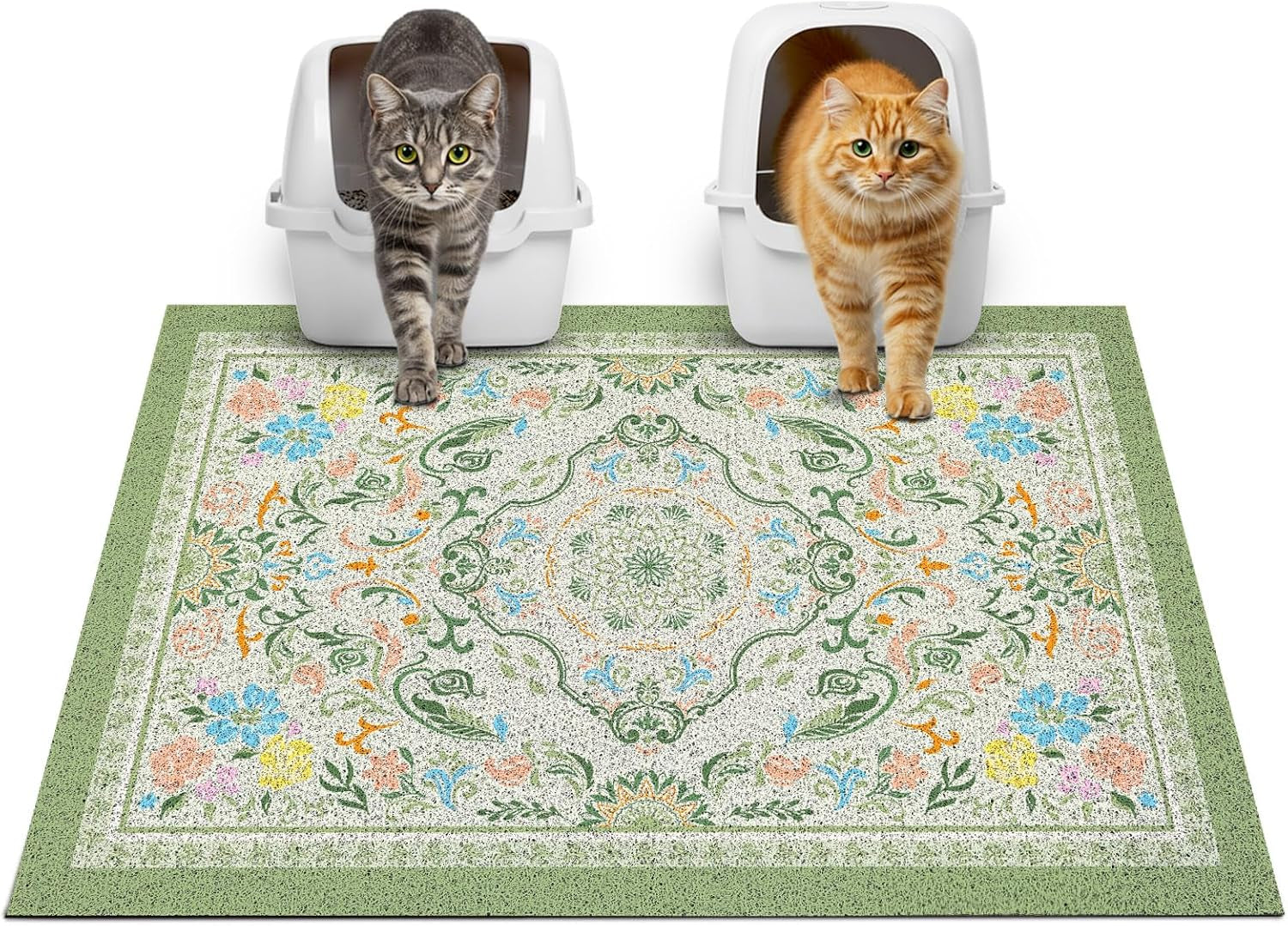Glittme Cat Litter Mat, 33"X22" Non-Slip Washable Trapping Mat for Cats | Litter Trapping Mat with Thick PVC Coil to Catch Scatter, Soft on Paws and Waterproof Bottom to Protect Floors