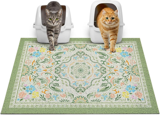 Glittme Cat Litter Mat, 33"X22" Non-Slip Washable Trapping Mat for Cats | Litter Trapping Mat with Thick PVC Coil to Catch Scatter, Soft on Paws and Waterproof Bottom to Protect Floors