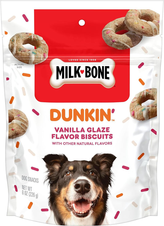 Milk-Bone Dunkin’ Vanilla Glaze Flavor Dog Biscuits with Other Natural Flavors, 8 Oz. Bag