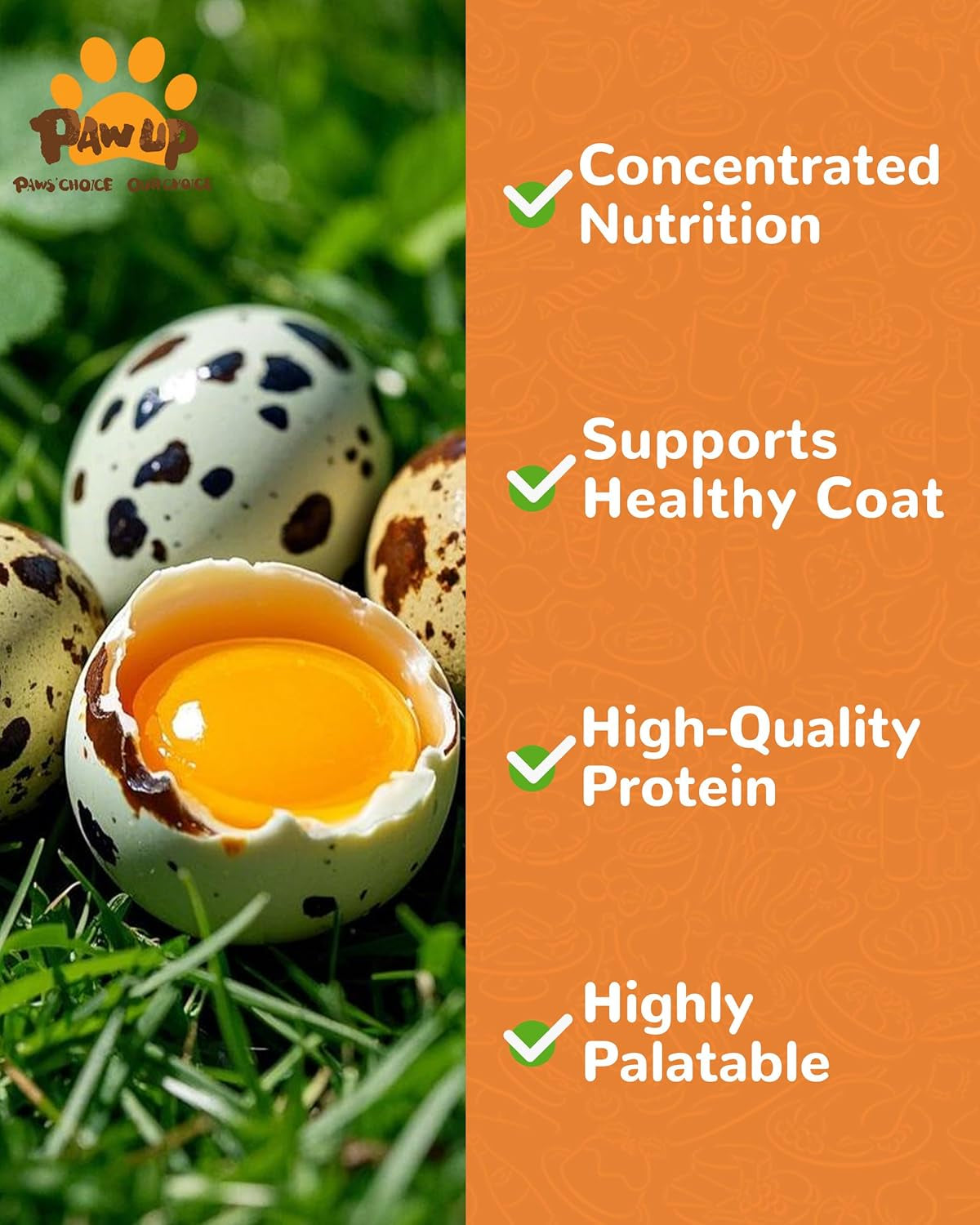 PAWUP Freeze Dried Quail Egg Yolk Pet Treats, Freeze-Dried Pet Food for Dogs, Cats, Pure Fresh Ingredient, 4.2 Oz, Rawhide Free, Gluten&Grain Free