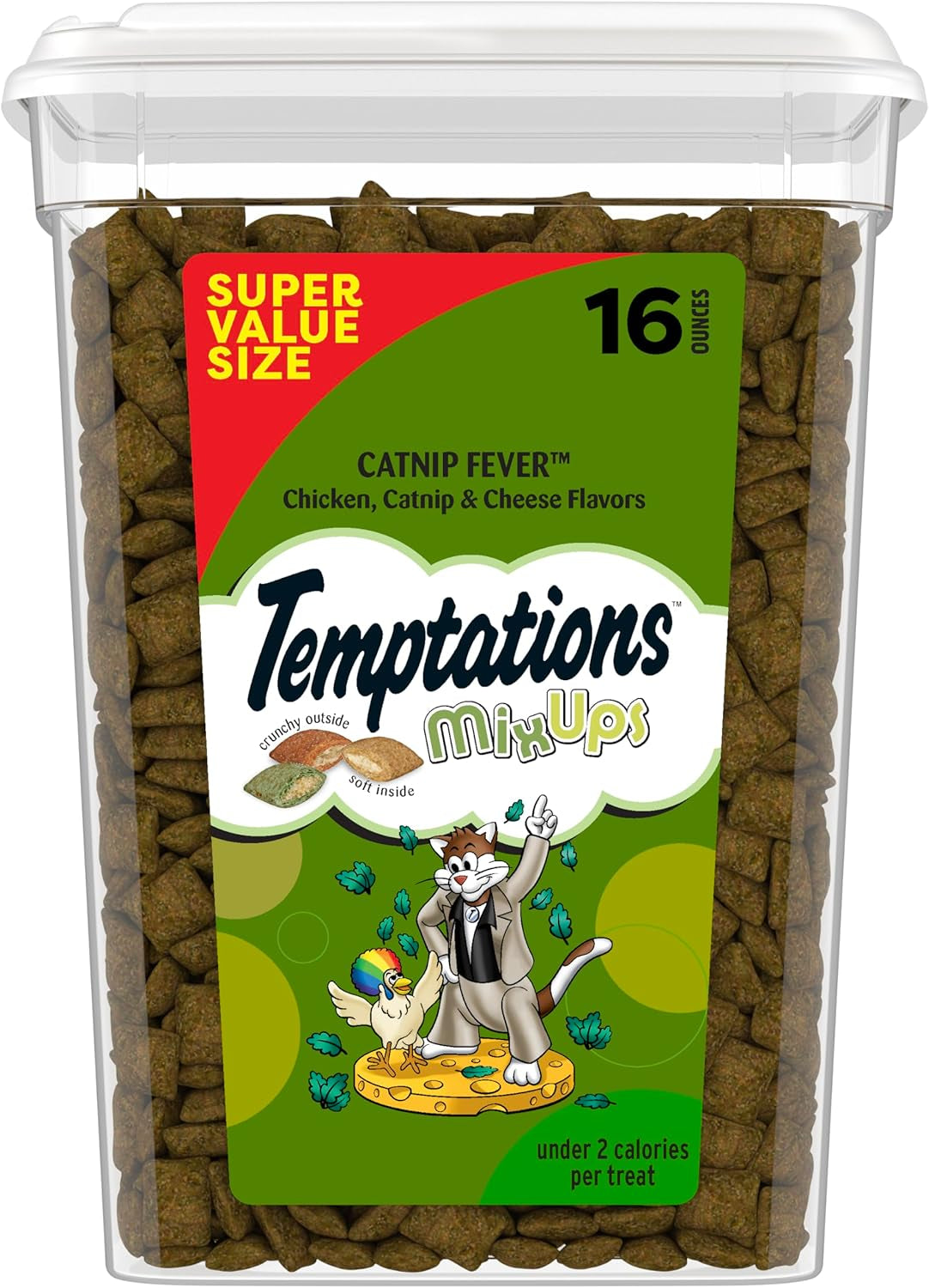 Temptations Cat Treats, Classic Crunchy and Soft Cat Treats, Catnip Fever Flavor, Catnip Treats, 16 Oz. Tub