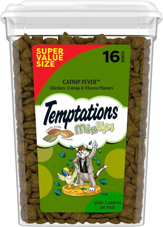 Temptations Cat Treats, Classic Crunchy and Soft Cat Treats, Catnip Fever Flavor, Catnip Treats, 16 Oz. Tub