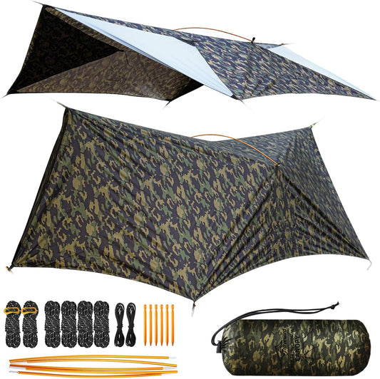14Ft Hammock Rain Fly with Doors, Ultralight Waterproof Camping Tarp