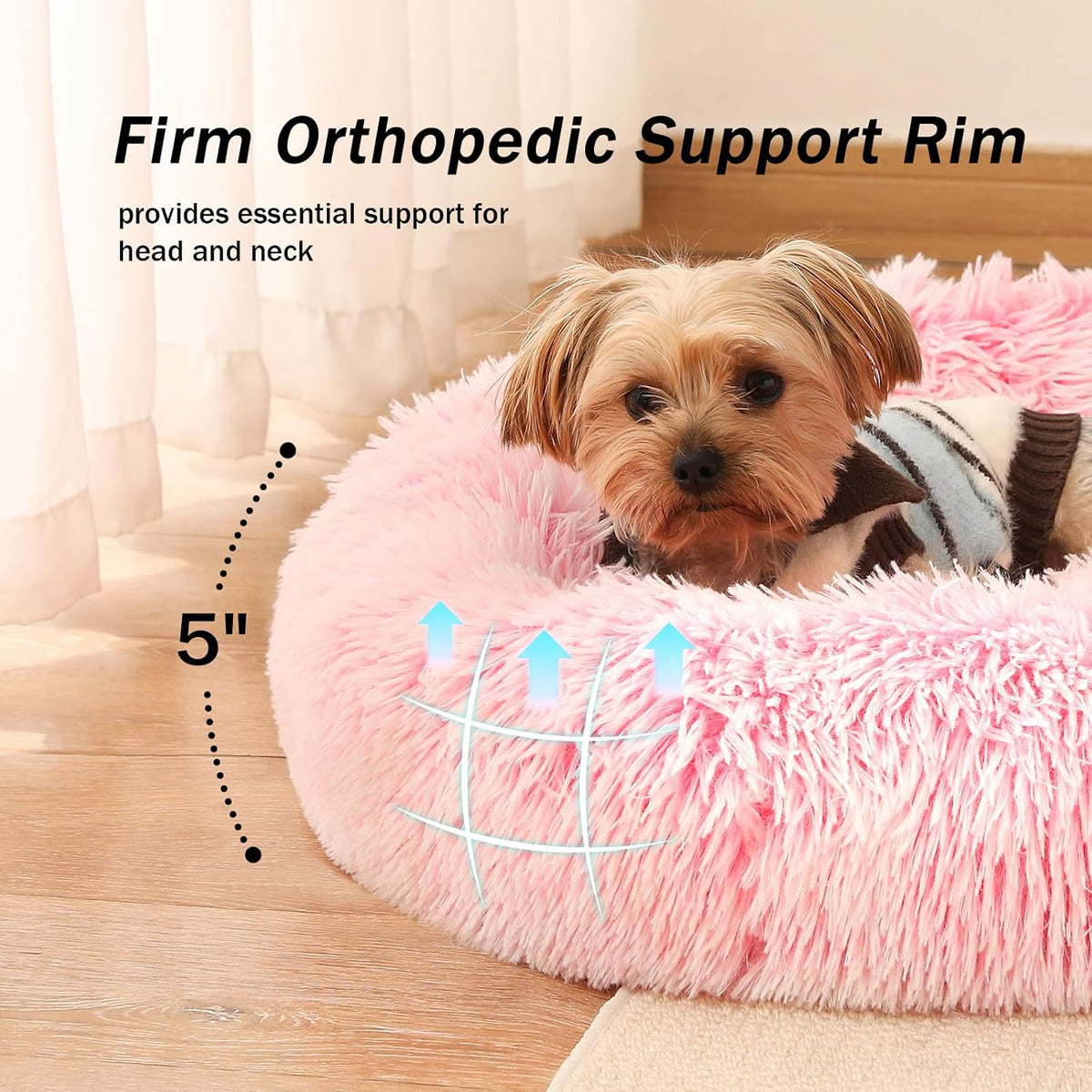 NOYAL Donut Dog Bed for Small Medium Pets, Plush Calming Faux Fur
