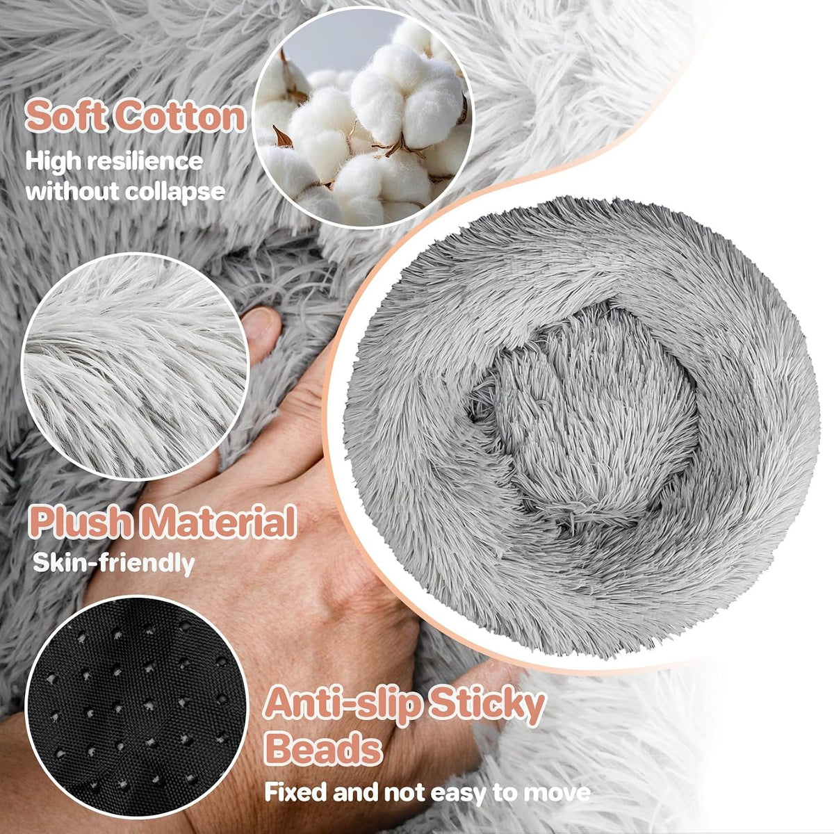 RAINFLOW Cat Bed Indoor Calming - Small Washable Plush Donut Bed for Cats