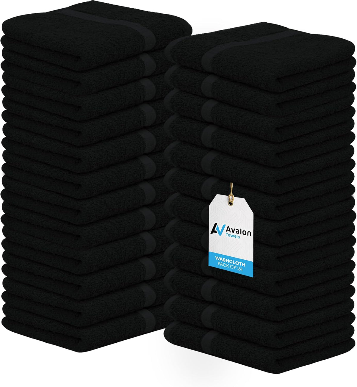 Avalon Towels Wash Cloths, Black Face Towels, 12X12 Inch, 24 Pack