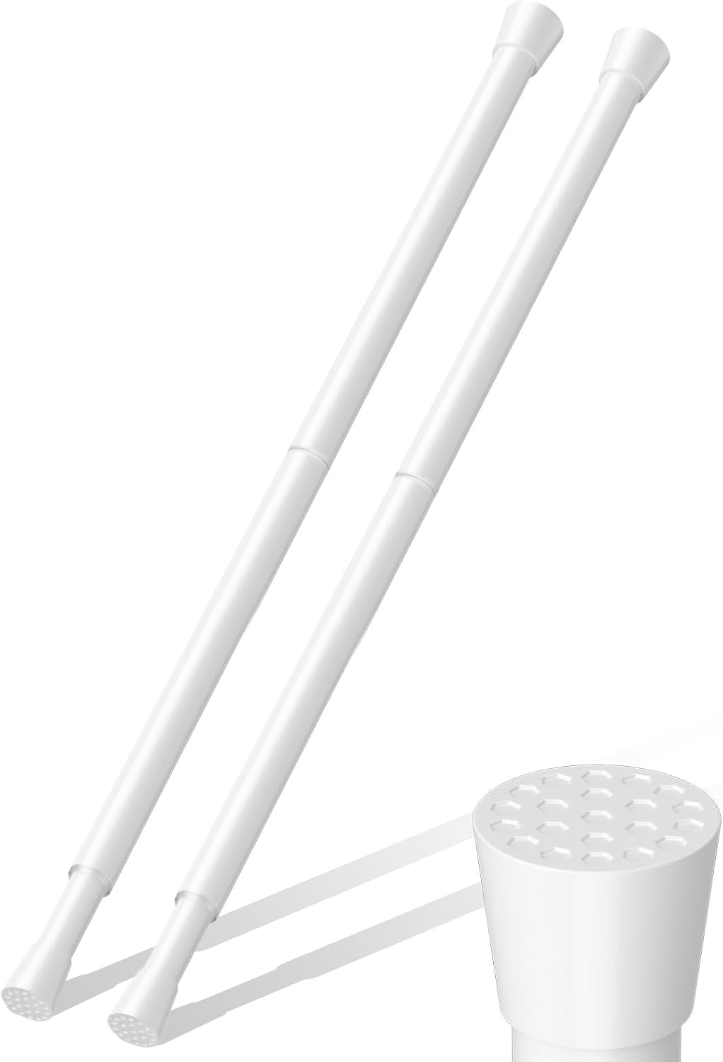 2 Pack Spring Tension Curtain Rod 24-36" No Drill Adjustable, White