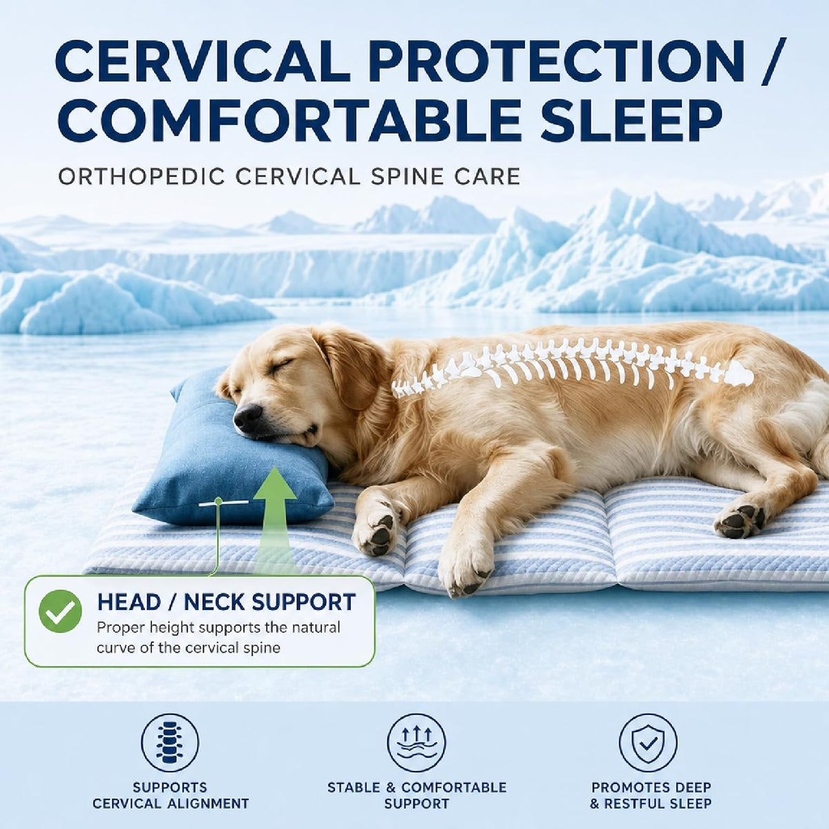 Dog Cooling Mat for Extra Large Dogs, Cooling Bed for Dogs with Pillow