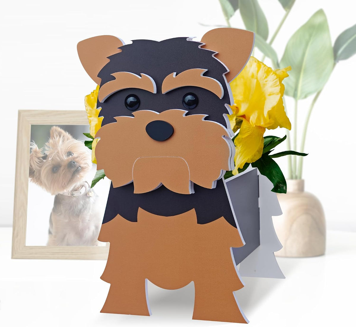 Yorkshire Dog Planter, Cute Animal Shape Flower Planters, Plant Pots for Indoor/Outdoor Garden Decor, Unique Gifts/Souvenirs for Pet Lovers