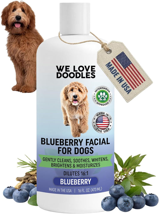 Blueberry Facial Dog Shampoo, Brightens & Whitens Coat, Tearless, 16 Oz