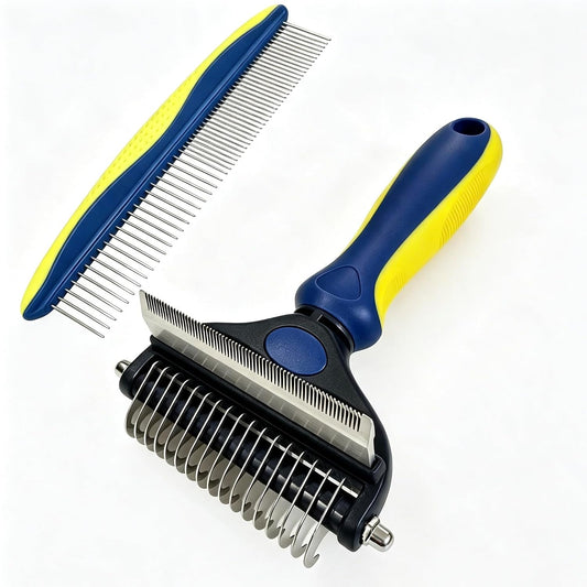 3-In-1 Pet Grooming Tool, Dematting Comb& Undercoat Rake for Dogs&Cats