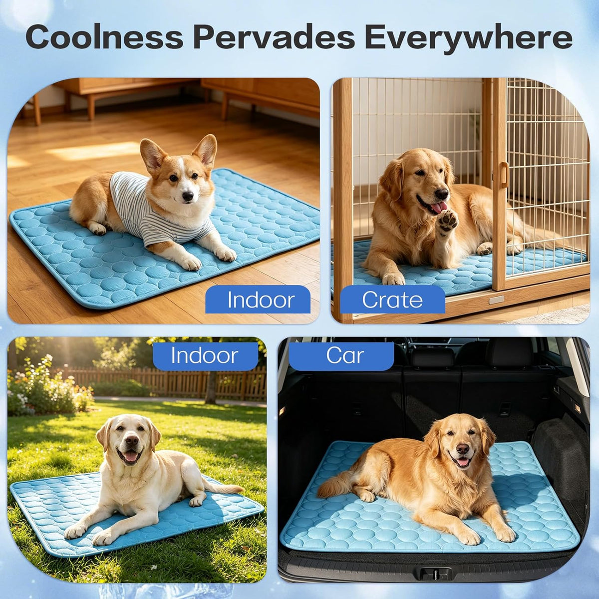 SISROL Arc-Chill Pet Cooling Mat for Dogs Cats, Washable Non-Slip Pad