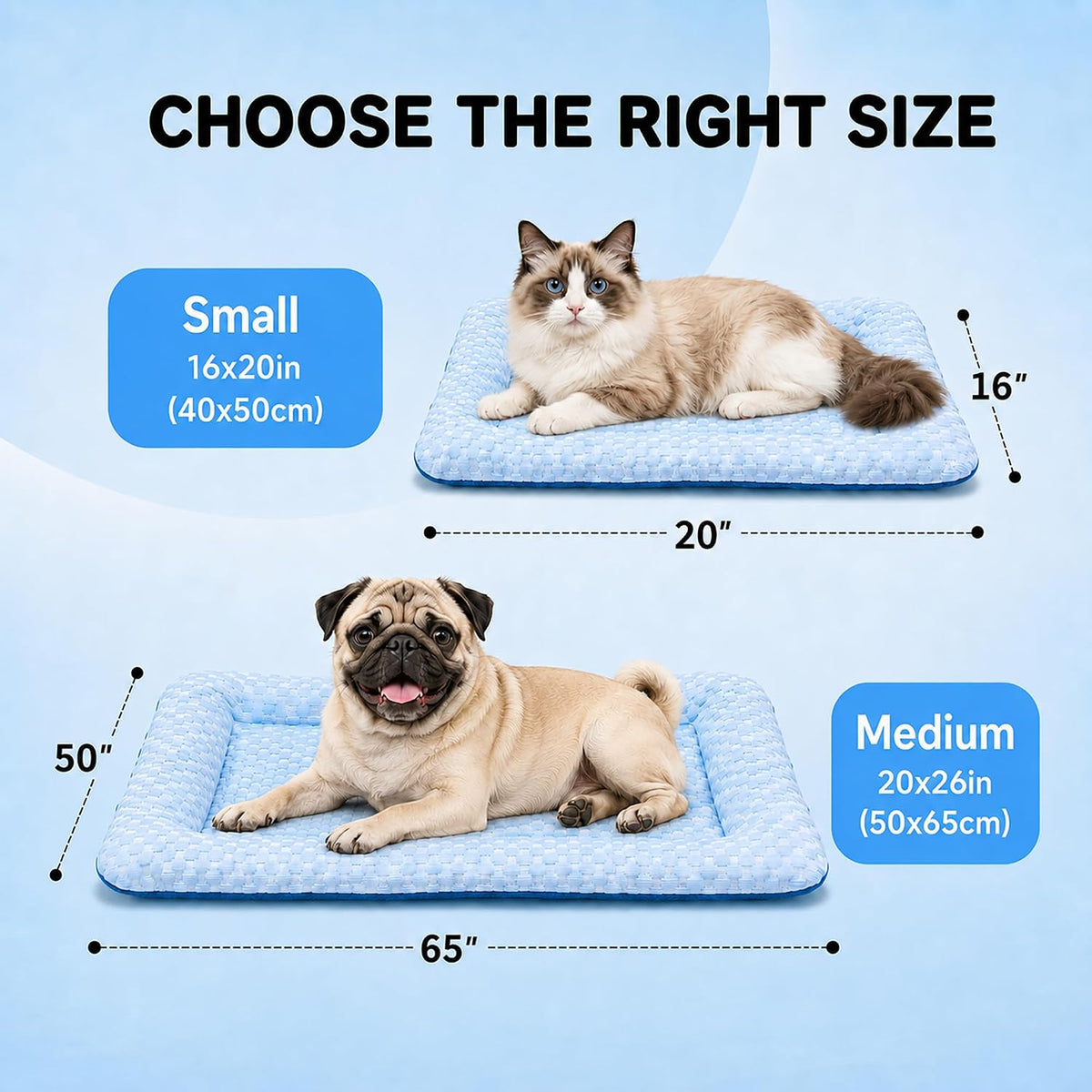 Cooling Pet Bed with Water-Fill Cooling Pad, Thick Breathable Pet Cooling Mat for Dogs & Cats, Washable Soft Cushion, Non-Toxic Summer Cooling Pad for Crate, Couch, Floor