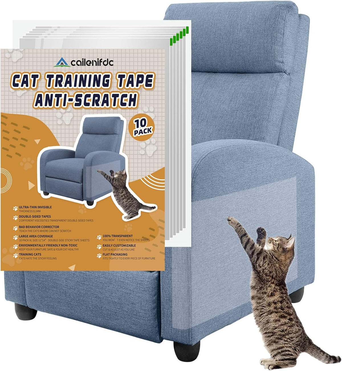 CAILENIFDC anti Cat Scratch Tape for Furniture10Pcs Clear Double Sided Tape