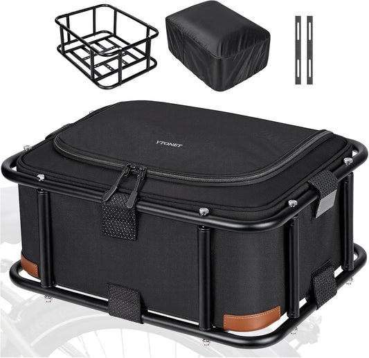 Ytonet Large Bike Basket Rear, Bicycle Basket with Thickned Insulated Bag