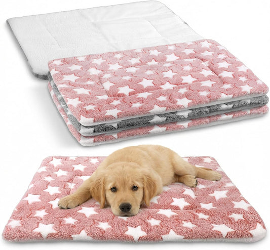 4 Pcs Washable Dog Bed Crate Mat Pad, Reversible Kennel Pad for Crate Pet, Replaceable Dog Cat Bed Guinea Pig Mats Ultra Soft for Small, Medium, Large Dogs Machine Washable 24X16 Inch