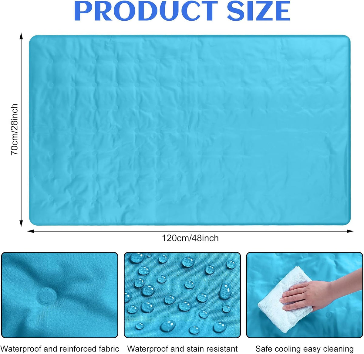 Drydiet Cooling Pad Mat for Bed,Gel,Plain,48 X 28 Inch,Light Blue