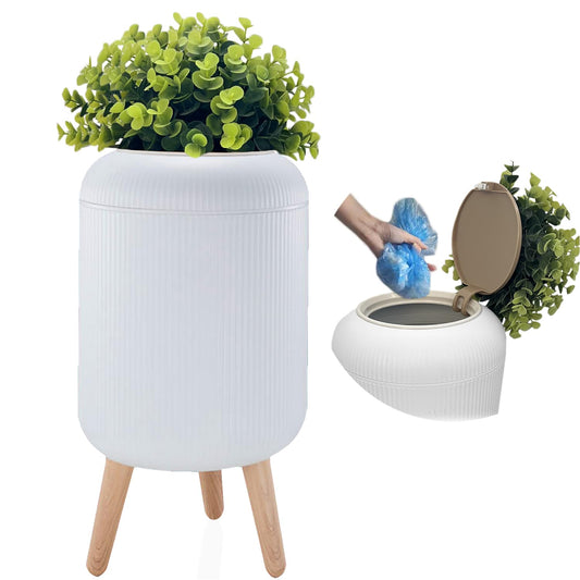 Yatmung Dog Poop Trash Can outside - 2.5 Gal Bathroom Trash Can with Lid