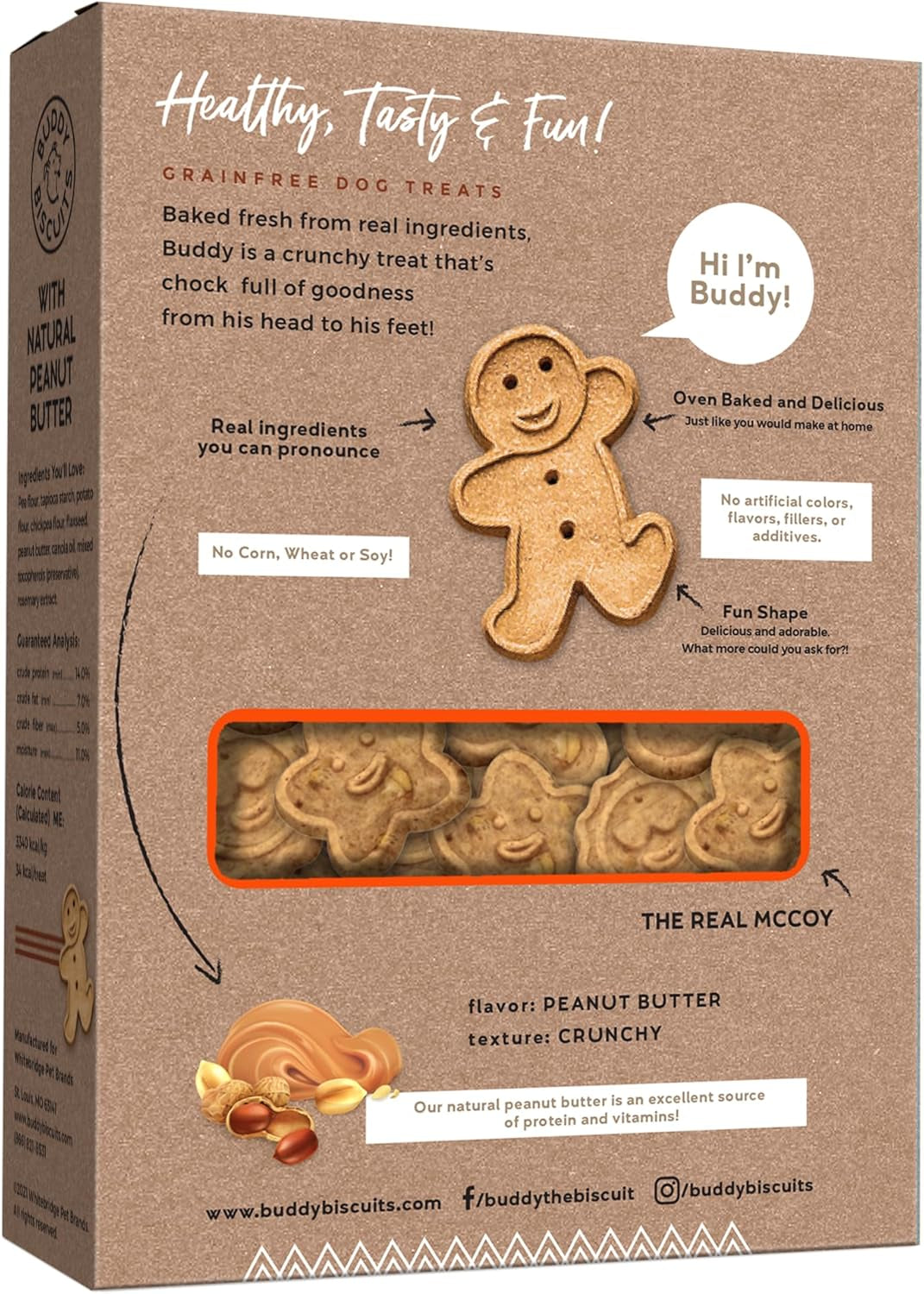 Buddy Biscuits Grain Free Crunchy Treats with Peanut Butter - 14 Oz.