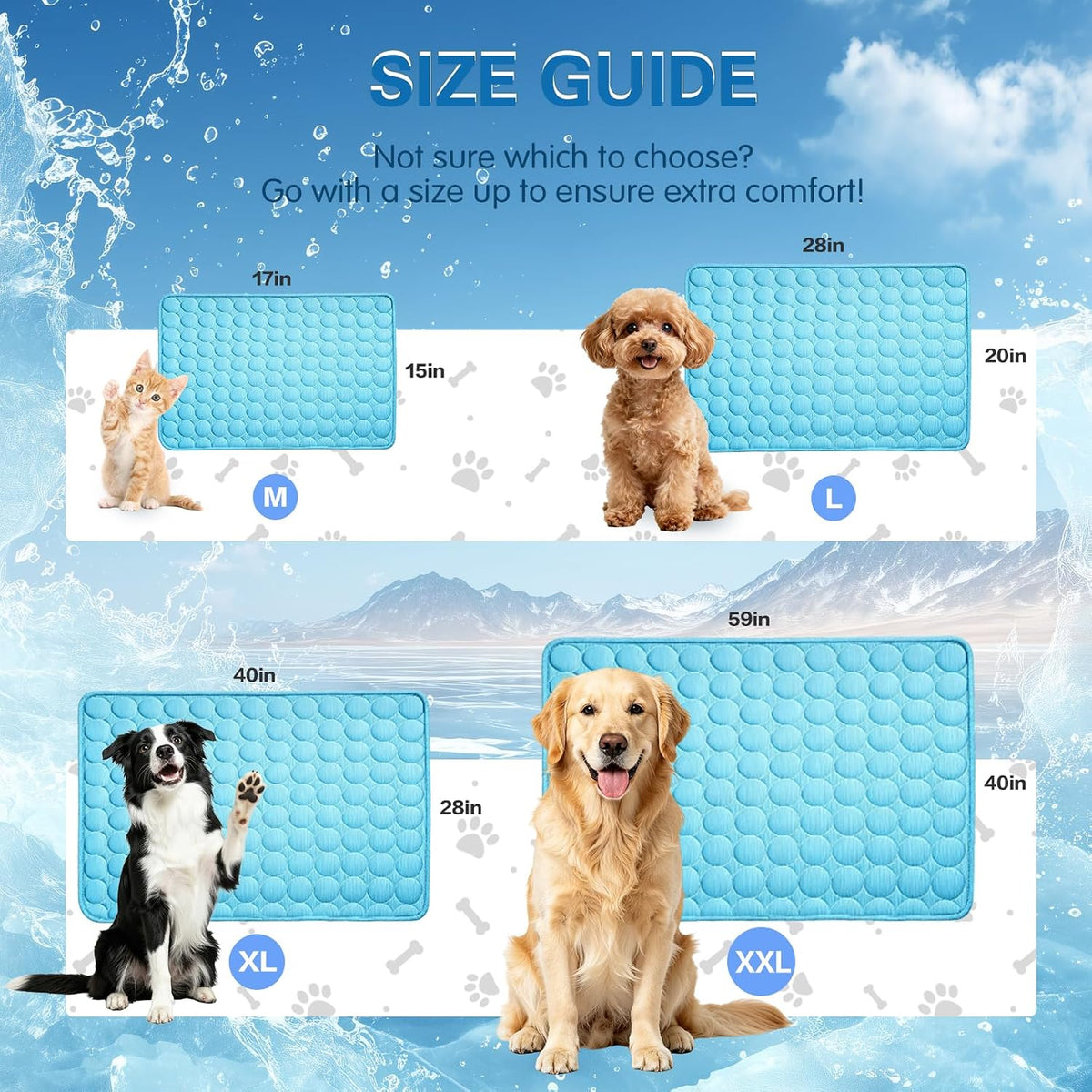 Pet Cooling Mat for Dogs & Cats, Q-Max>0.4 Washable Cooling Pad