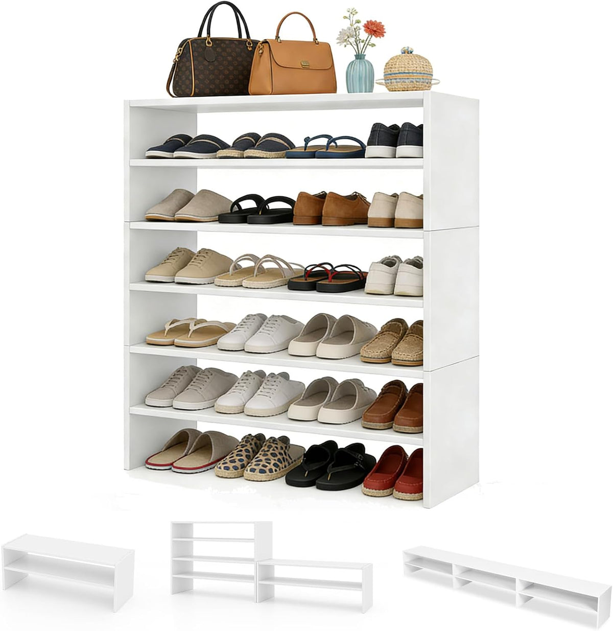COSTWAY 6-Tier Shoe Rack, Extra Wide Shoe Shelf Organizer