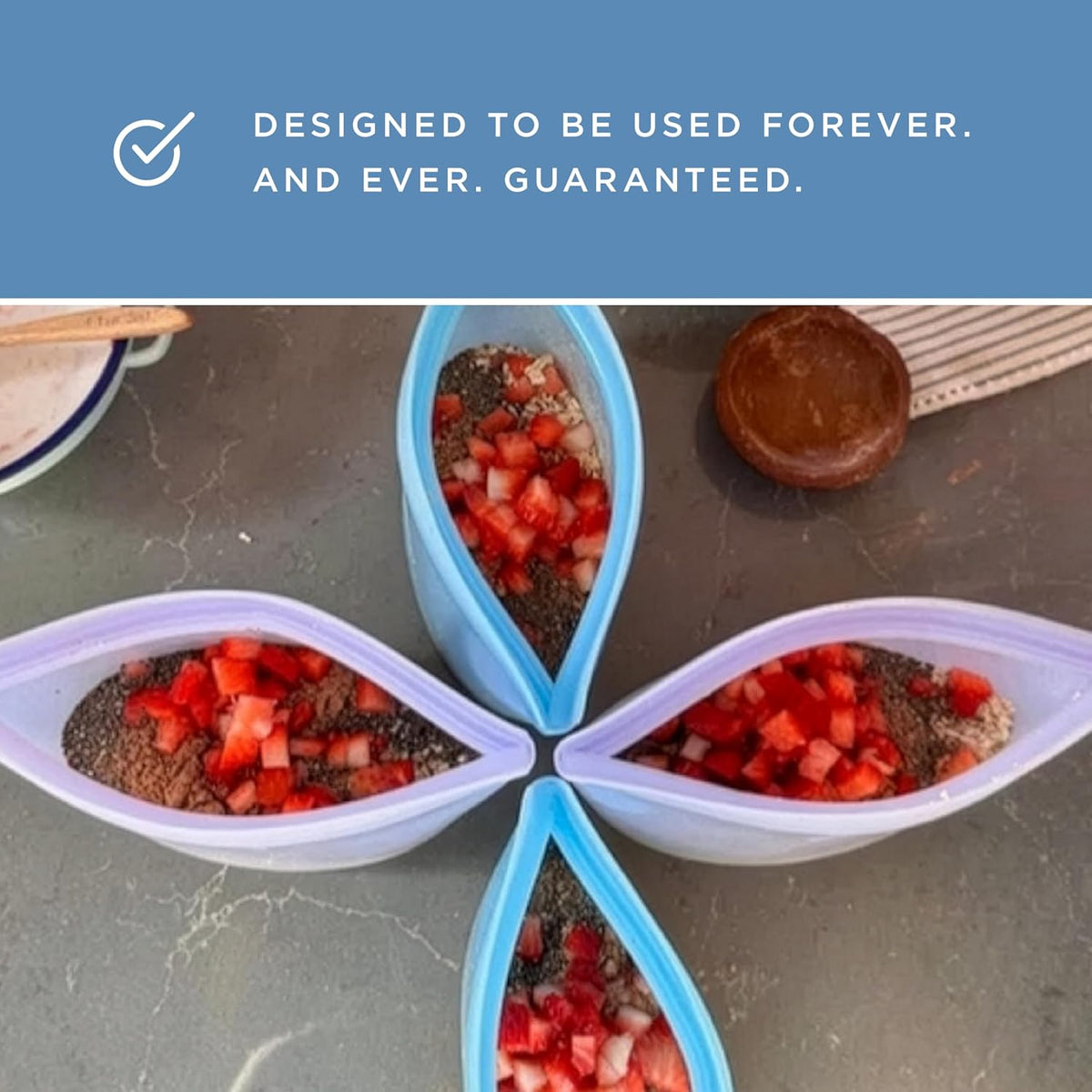 Stasher Premium Reusable Silicone Food Storage Bags, 3-Pack, Clear