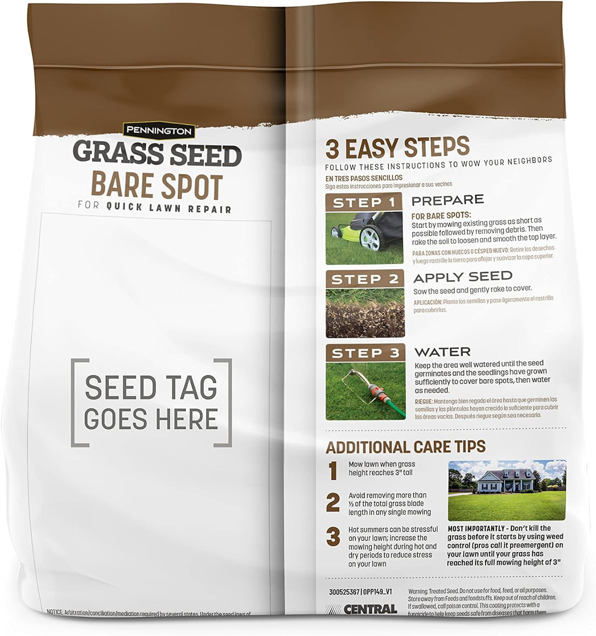 Pennington Bare Spot Repair Grass Seed Mixture - Central 1 Lb (Pack of 2)